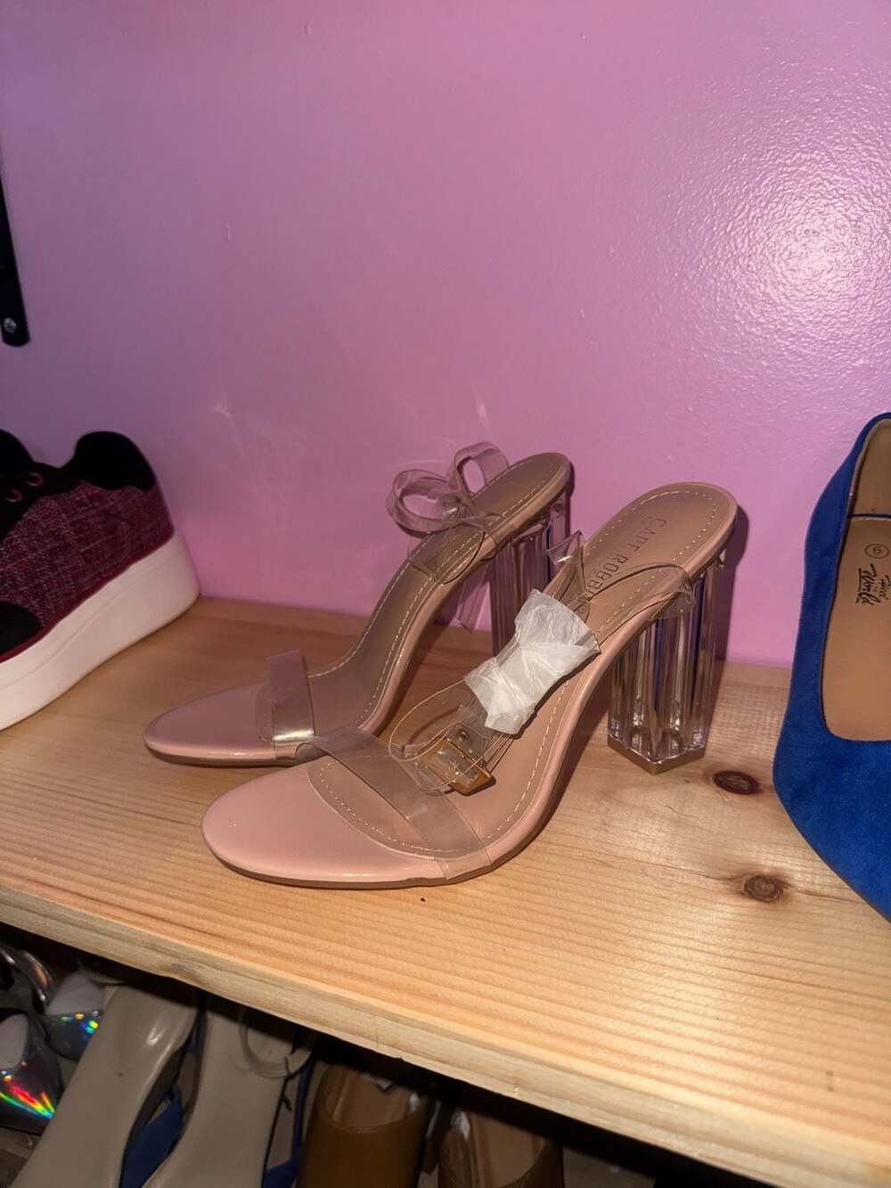 Cape Robbin Maria-2 Clear Strap Block Heel Sandals Size 9